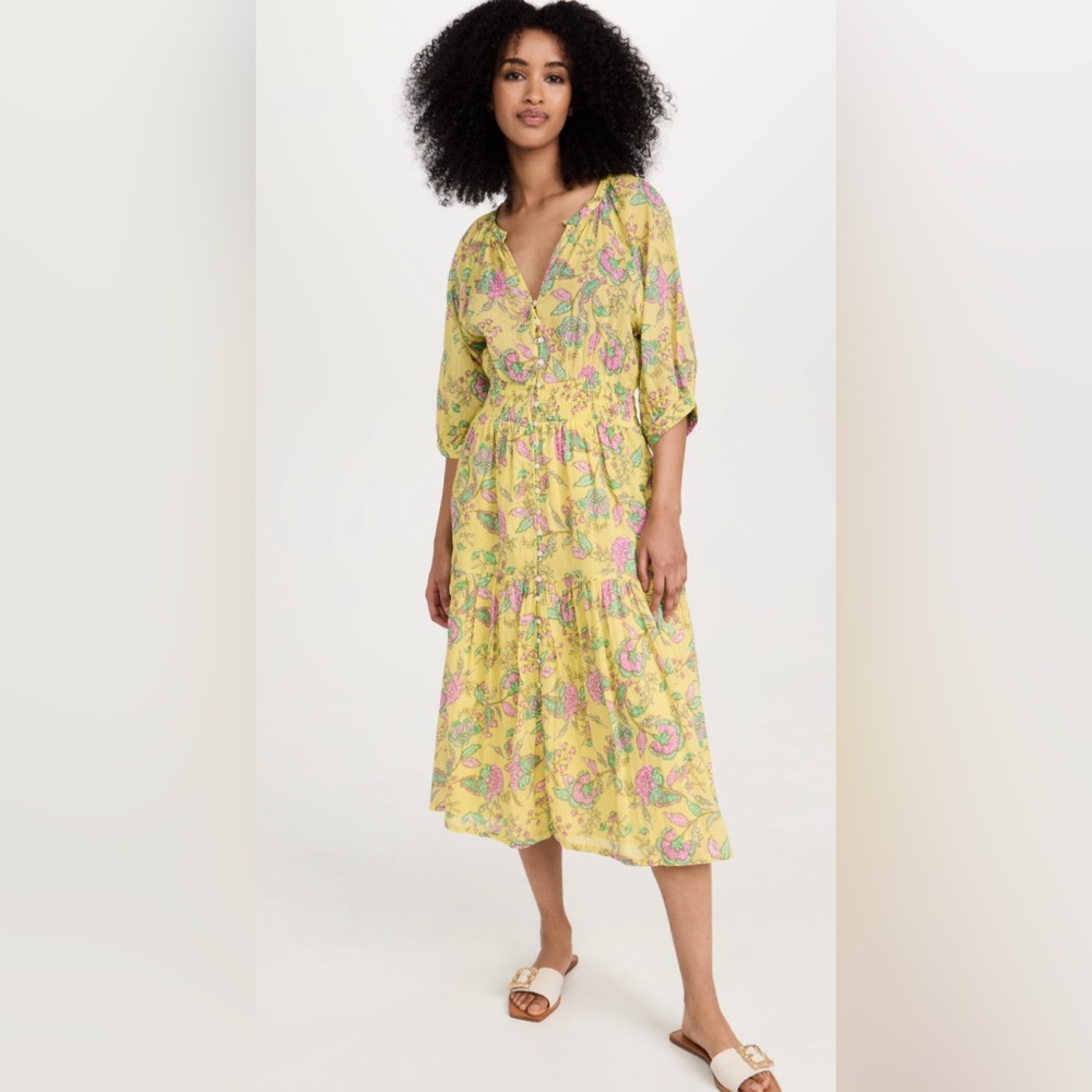 SUNDRY Button Down Midi Dress in Felicity Floral.‎